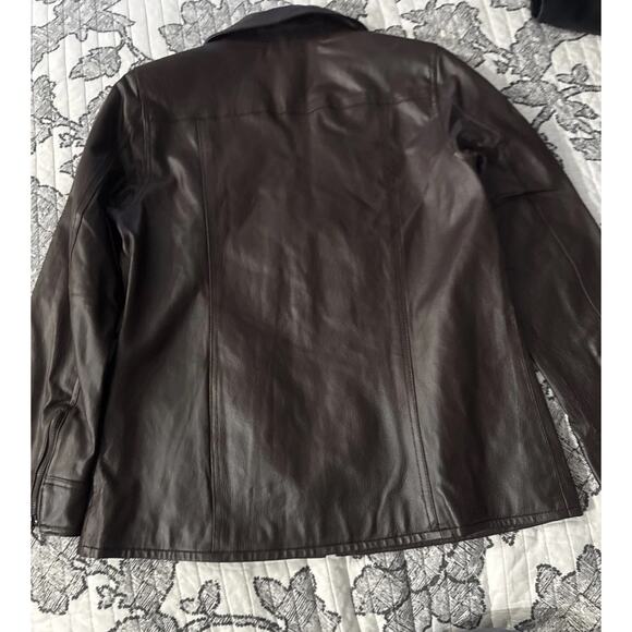 Denim & Co D&CO Leather Ladies Brown Motorcycle Jacket, Size M, Style A201535 - Picture 7 of 15